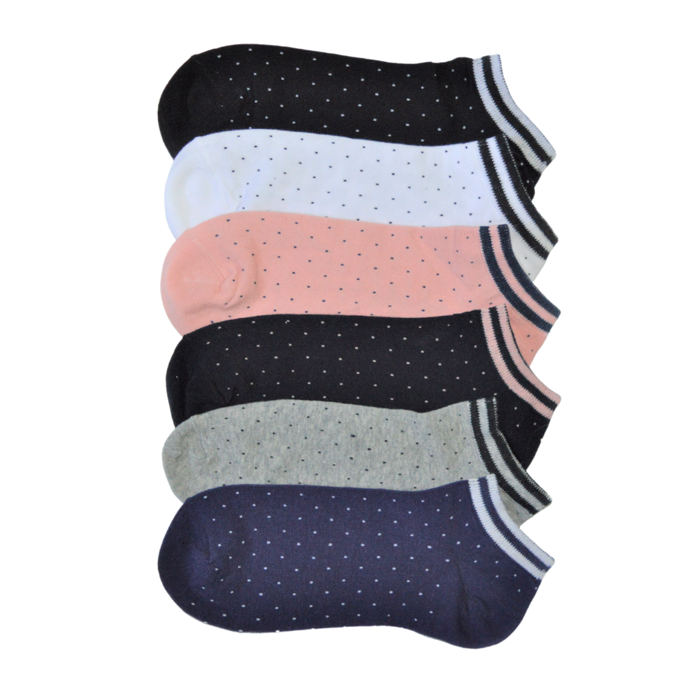 6 párov dámskych nízkych ponožiek, bodky 5685