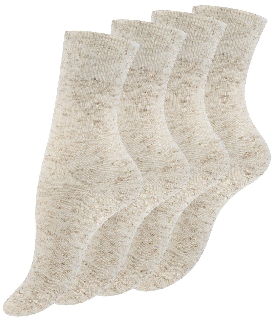 3 páry ponožiek zo zmesi BAVLNA-ĽAN, natural 4015