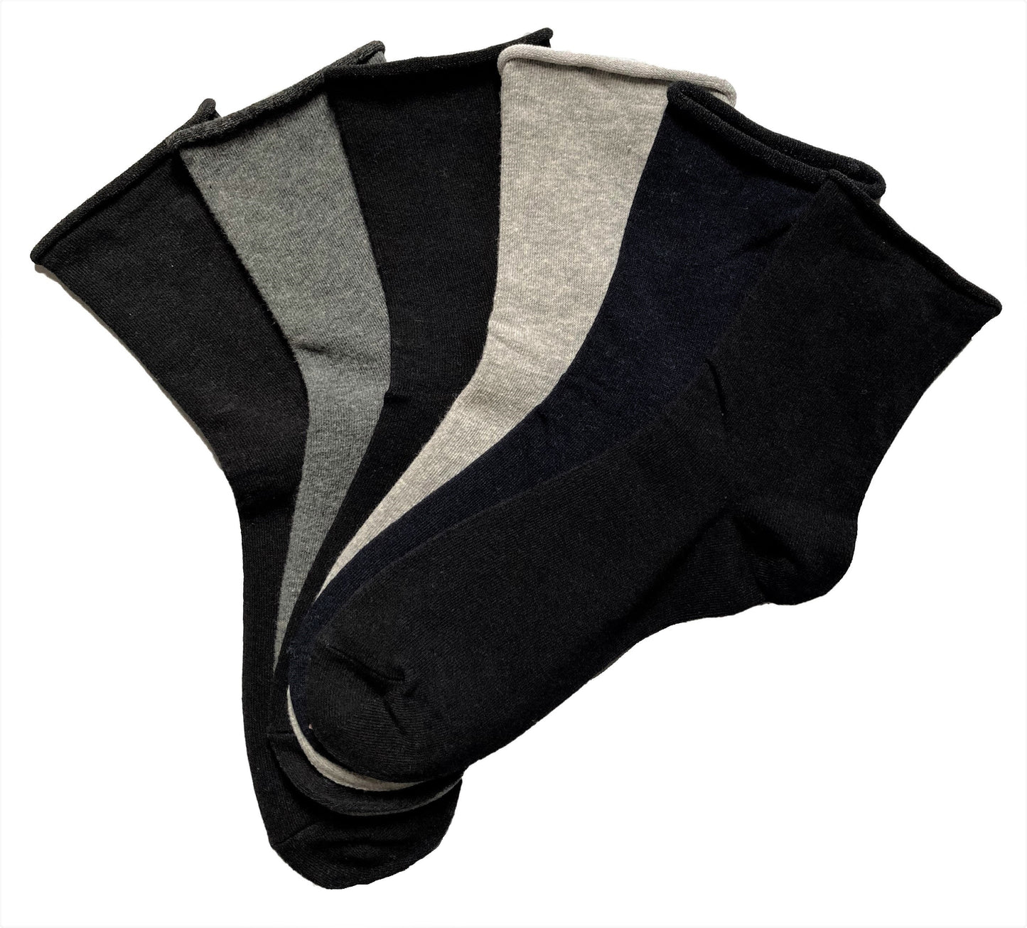 6 párov pánskych ponožiek bez gumičky, antibakteriálnych so zrolovaným lemom 6534