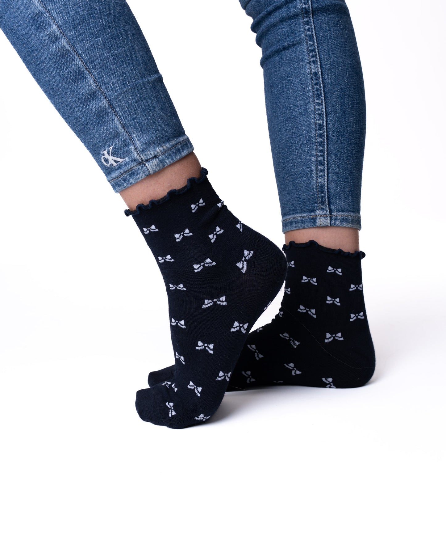 6 párov dámskych ponožiek bez gumy, stredne vysoké so vzormi 5802