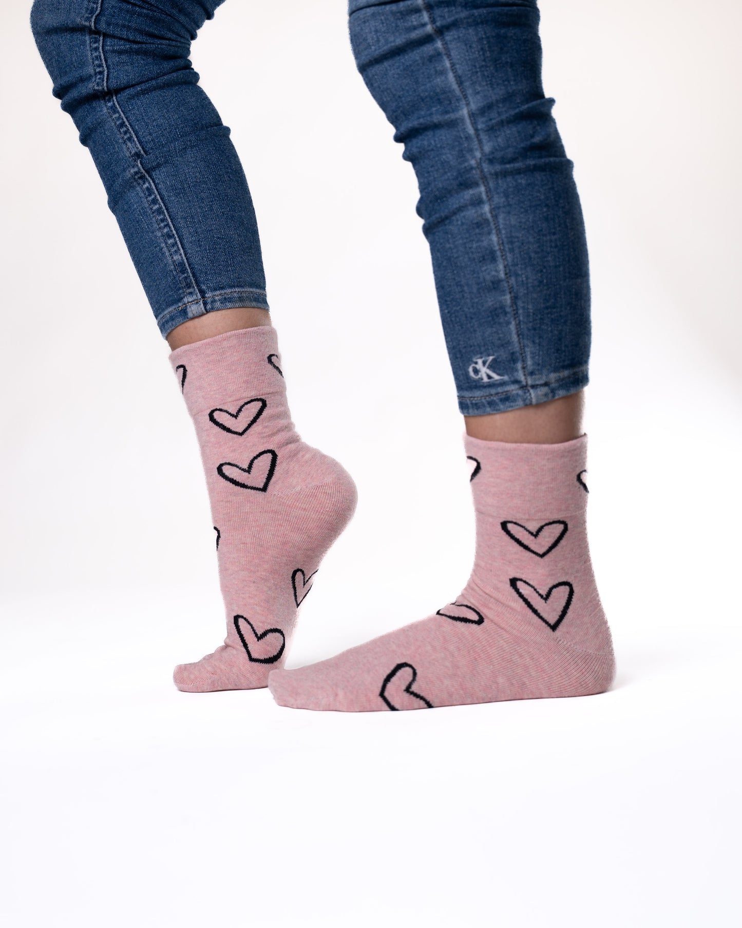 6 párov dámskych ponožiek bez gumičky, veľké srdcia 5929