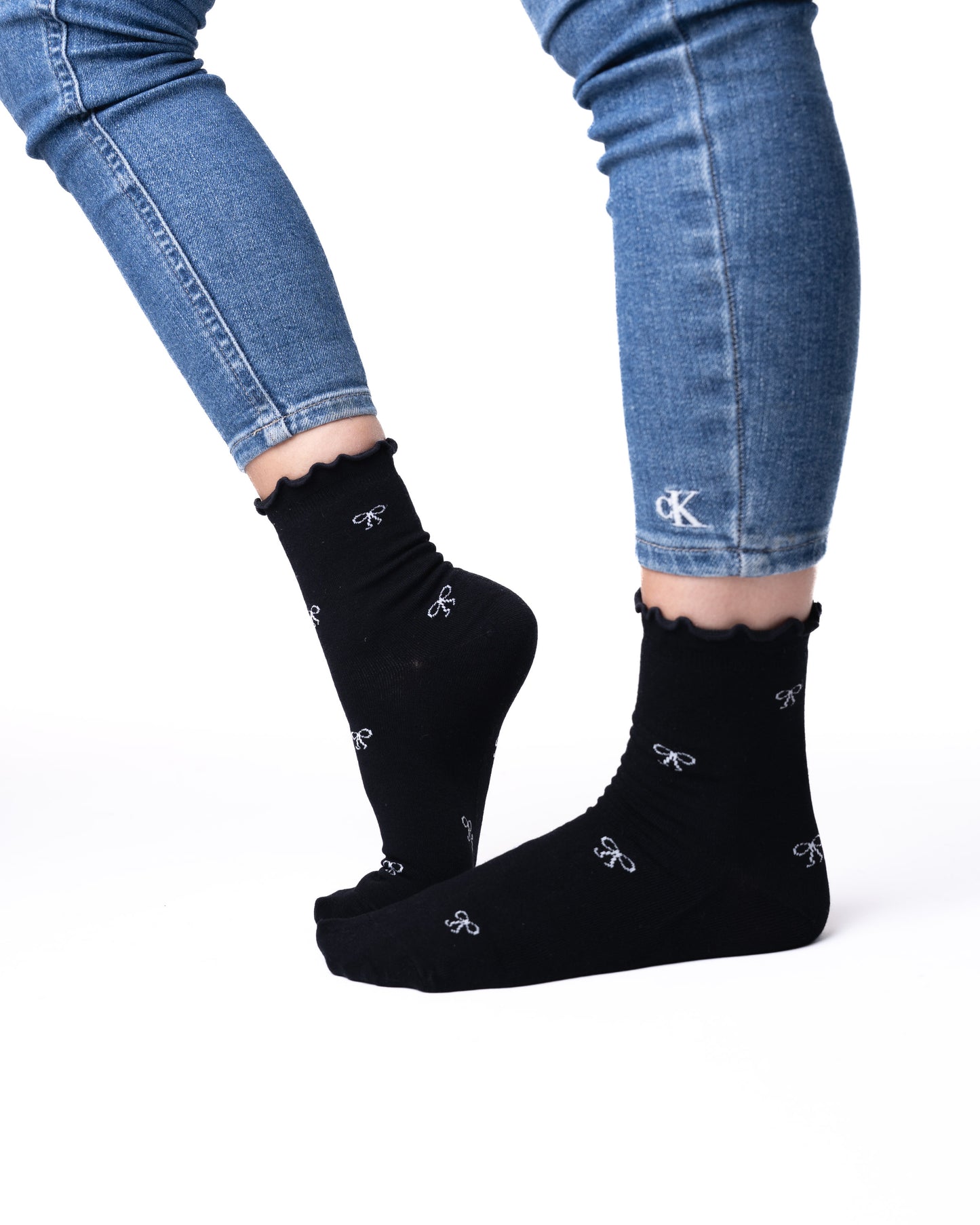 6 párov dámskych ponožiek bez gumičky z bambusu, mini mašle 5948