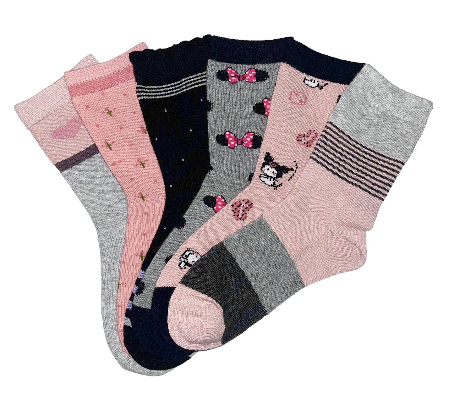 3 páry dievčenských ponožiek, ružovo-šedé 7269