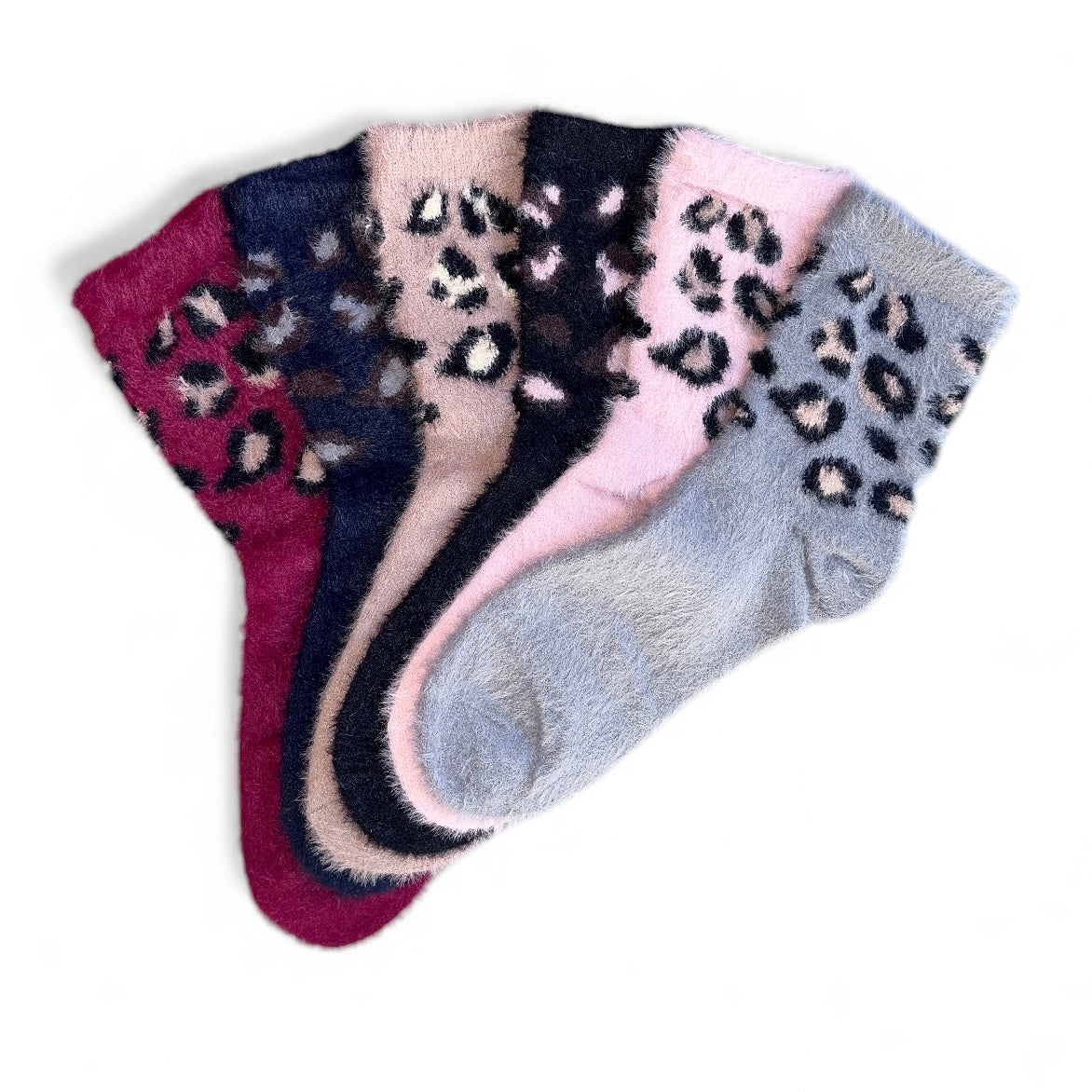 3 páry teplých nadýchaných ponožiek, leopard 5767