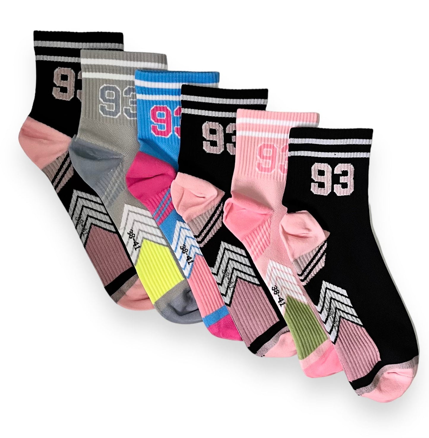 6 párov dámskych športových ponožiek, stredne vysoké multifunkčné 5775