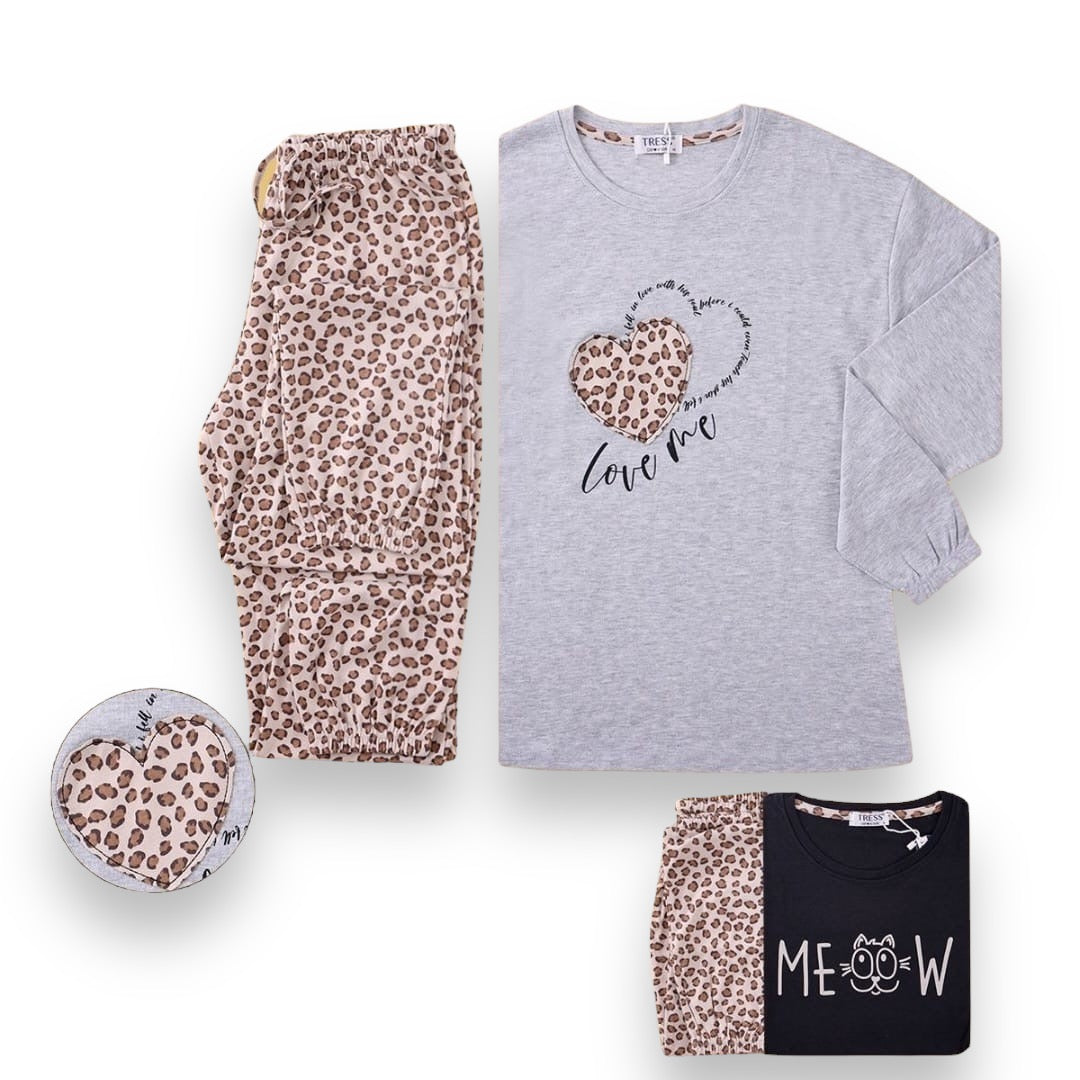 Dámske dlhé pyžamo, Tress 7346 leopard