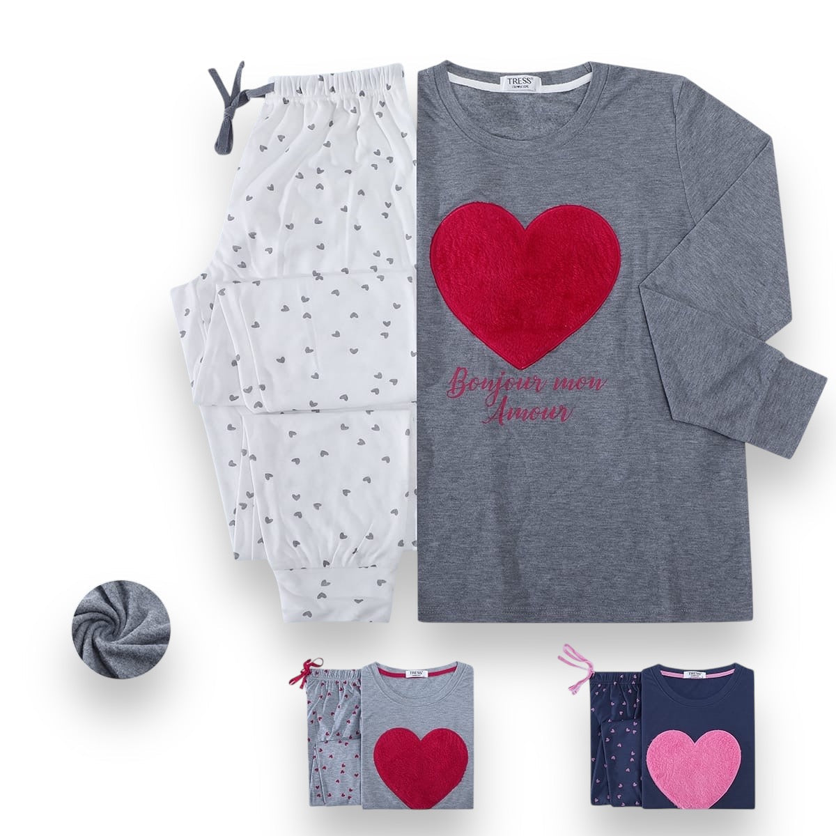 Dámske dlhé pyžamo, Tress 7094 srdce