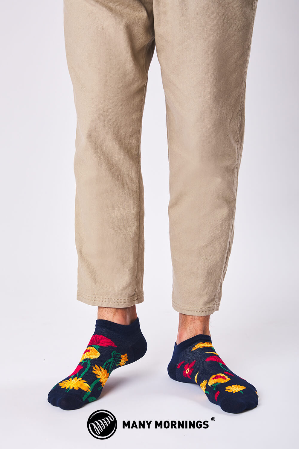 Modré nízke ponožky Flower Power, veľa rán