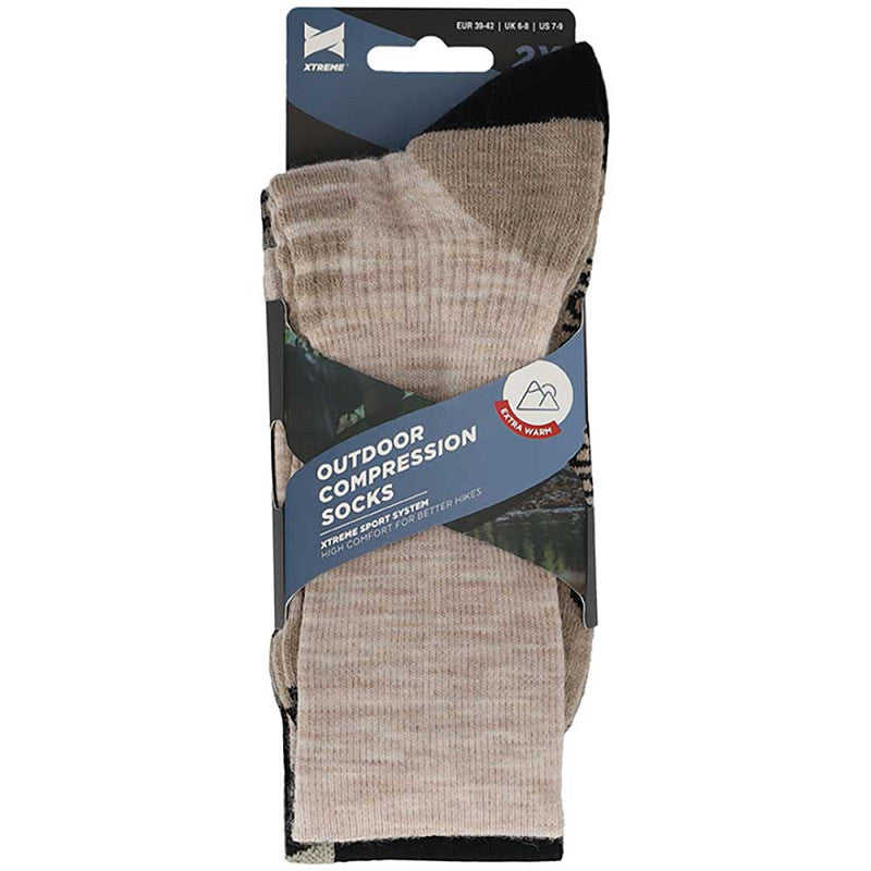 Xtreme outdoor kompresné ponožky – 2 páry, béžové/čierne