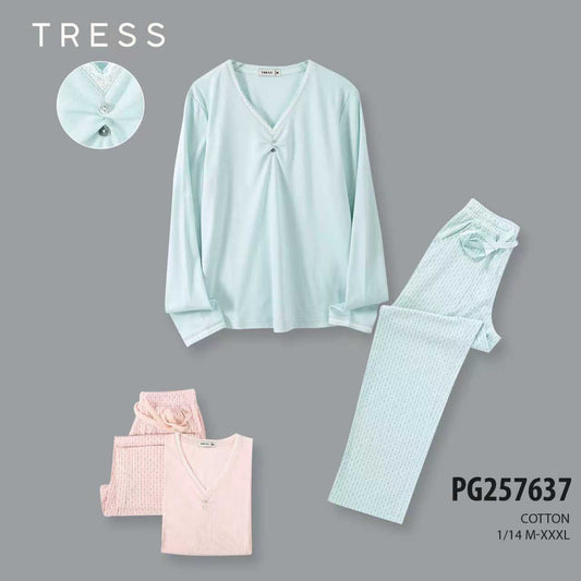 Dámske dlhé pyžamo, Tress 7637 jemná pastelová farba