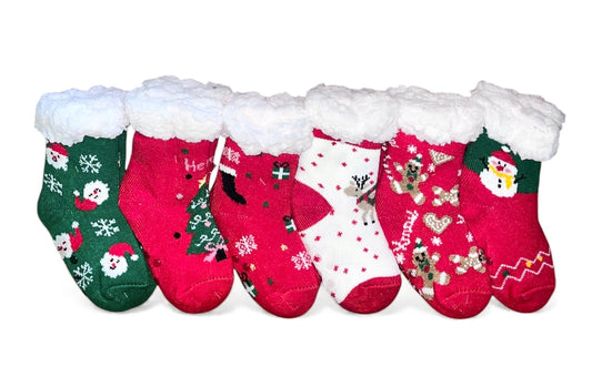 1 pár teplých podšitých ponožiek, detské vianočné 7277