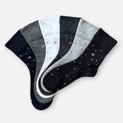 6 párov dámskych ponožiek bez gumičky, farebné bodky 5927