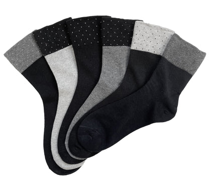 6 párov dámskych ponožiek bez gumičky, jednofarebné s hrotmi 5339/dvojfarebné