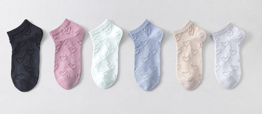 6 parov ženskih nogavic, nizke pastel srčki 5982