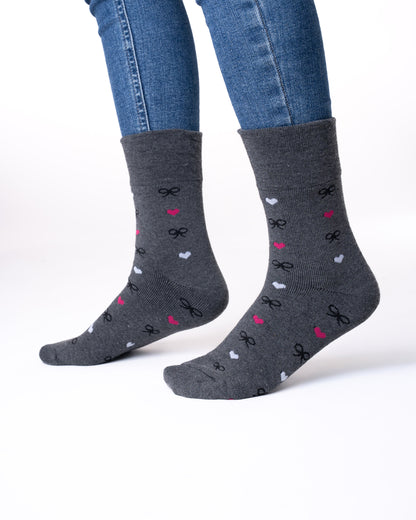 5 párov hrubých termo dámskych ponožiek bez gumy, 5818 mašličiek 