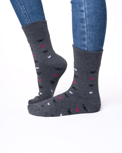 5 párov hrubých termo dámskych ponožiek bez gumy, 5818 mašličiek 