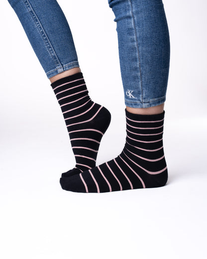 6 párov dámskych antibakteriálnych ponožiek bez gumy a bez švov, pruhované 5838