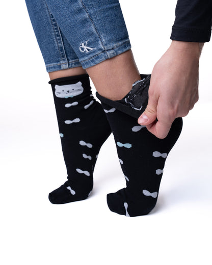 6 párov dámskych antibakteriálnych ponožiek bez gumy a bez švov, mačka a šteniatko 5852