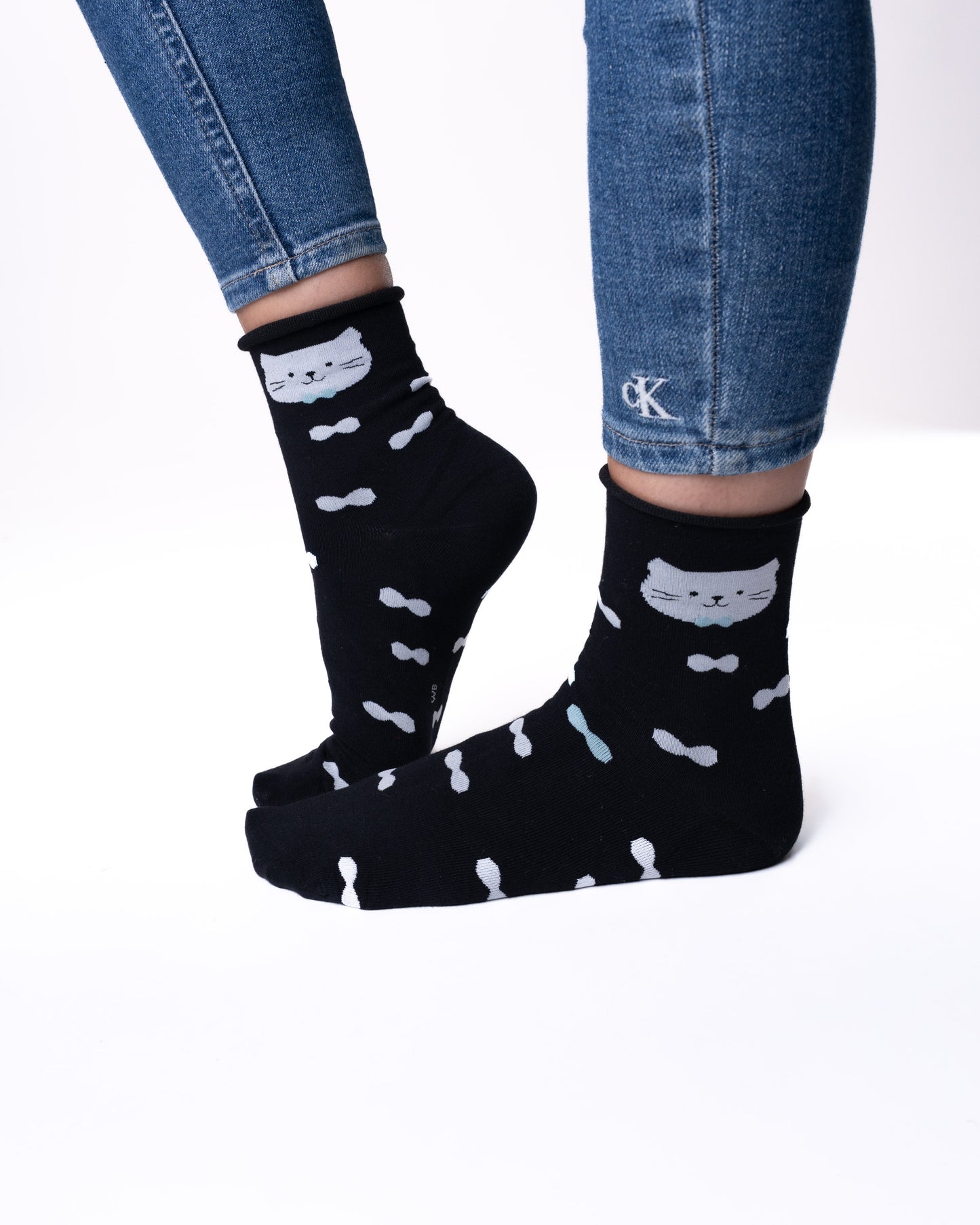 6 párov dámskych antibakteriálnych ponožiek bez gumy a bez švov, mačka a šteniatko 5852