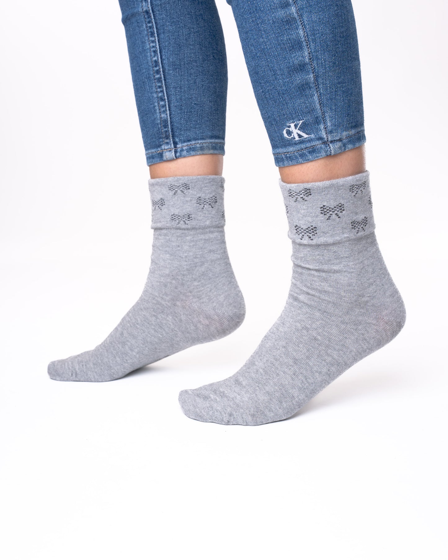 6 párov dámskych ponožiek bez gumičky, jednofarebný / mašľový top 5711