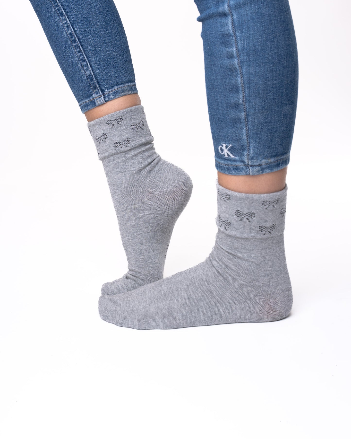 6 párov dámskych ponožiek bez gumičky, jednofarebný / mašľový top 5711