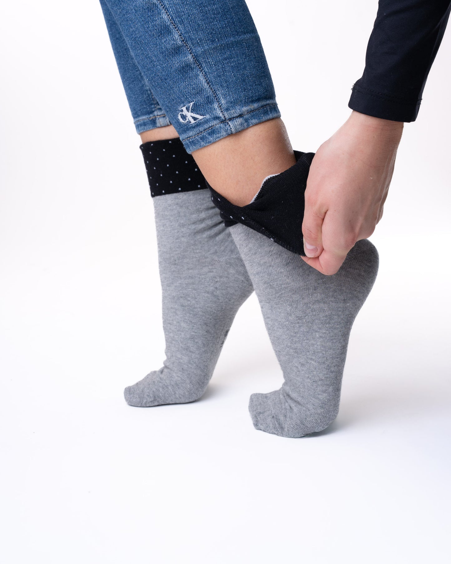 6 párov dámskych ponožiek bez gumičky, jednofarebné s hrotmi 5339/dvojfarebné