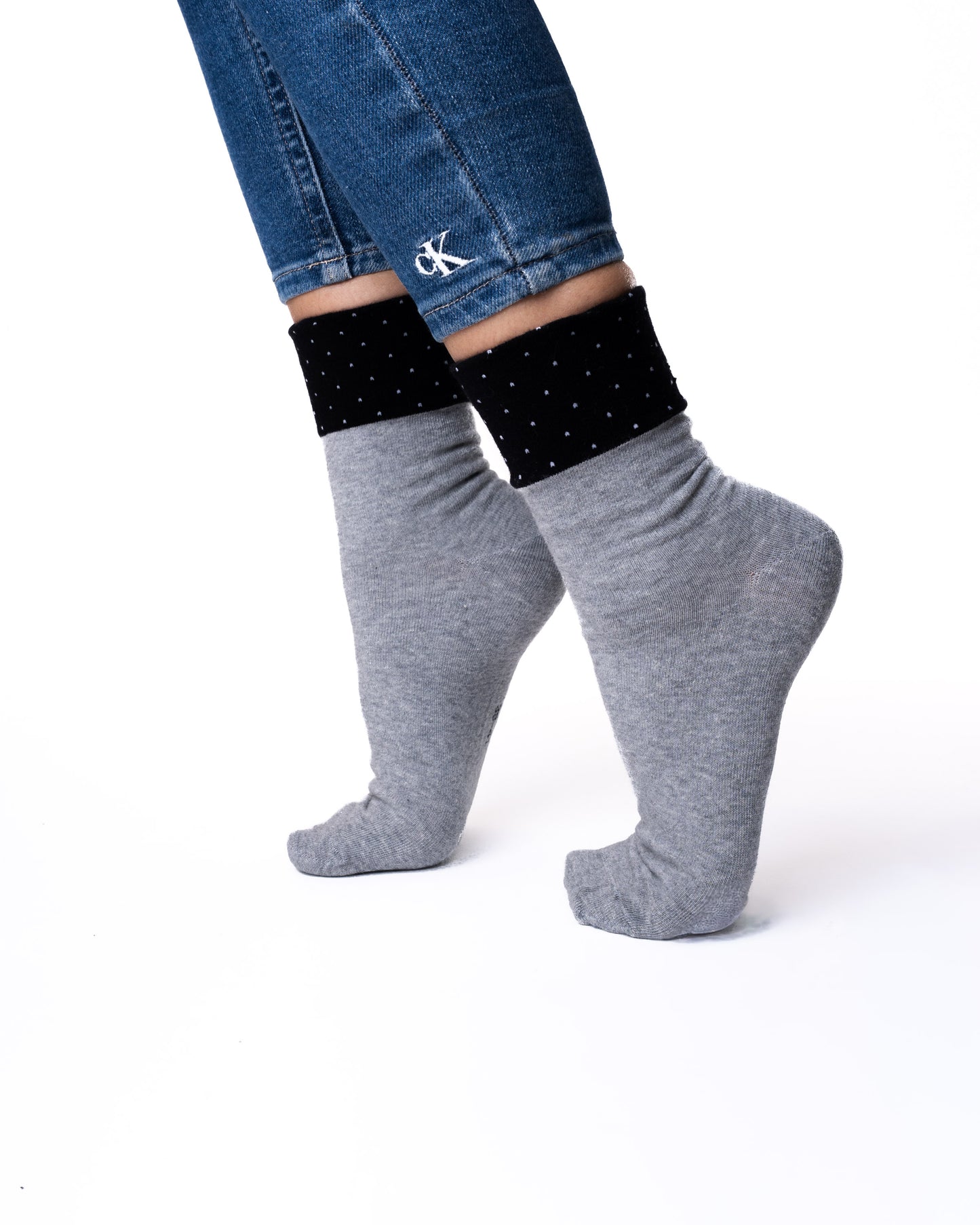 6 párov dámskych ponožiek bez gumičky, jednofarebné s hrotmi 5339/dvojfarebné