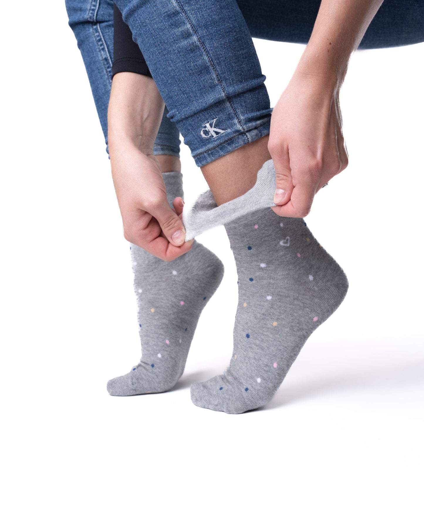 6 párov dámskych ponožiek bez gumičky, farebné bodky 5927