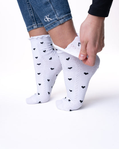 6 parov ženskih nogavic brez elastike, polvisoke 5824 mini srčki