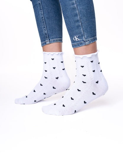 6 parov ženskih nogavic brez elastike, polvisoke 5824 mini srčki