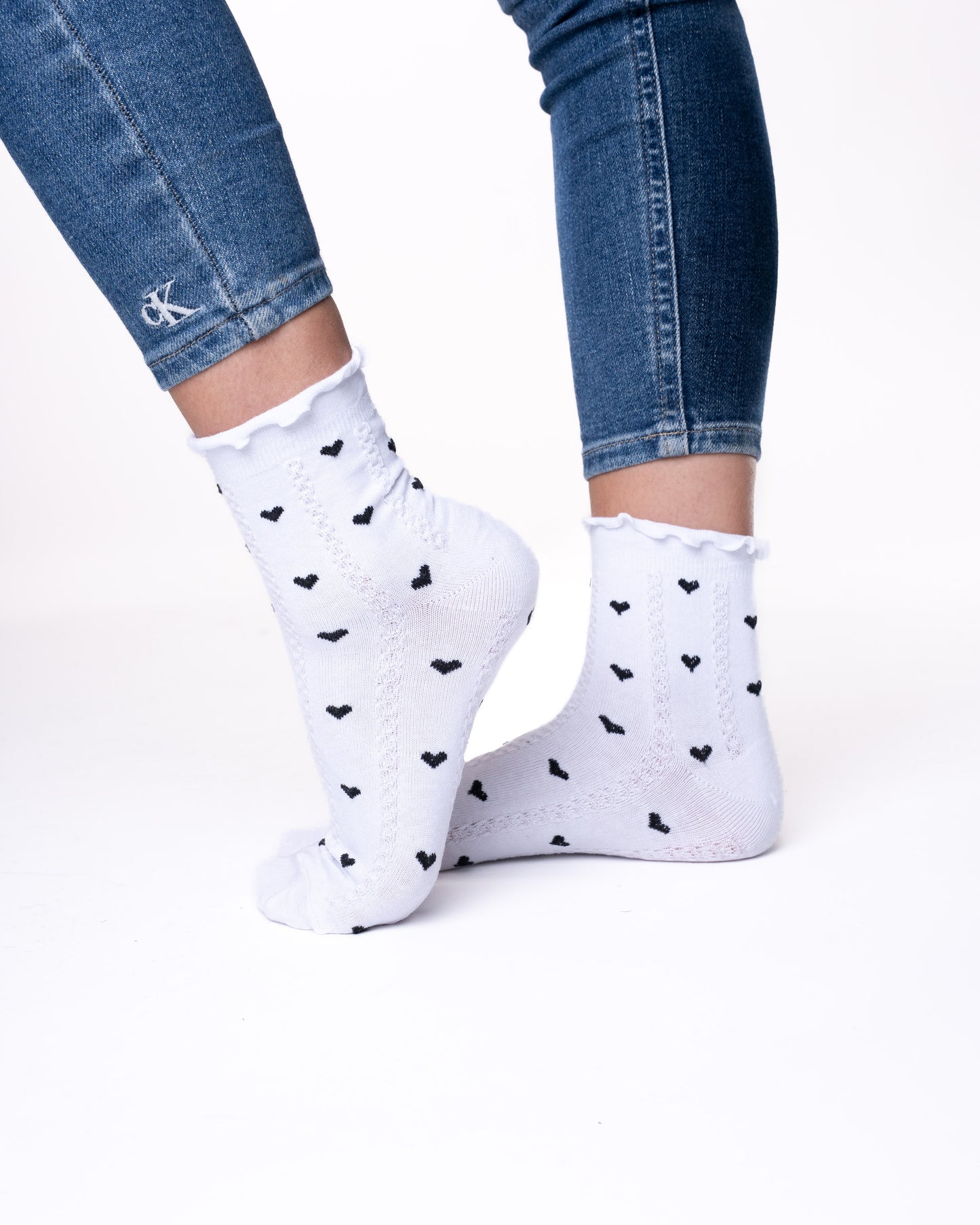 6 parov ženskih nogavic brez elastike, polvisoke 5824 mini srčki