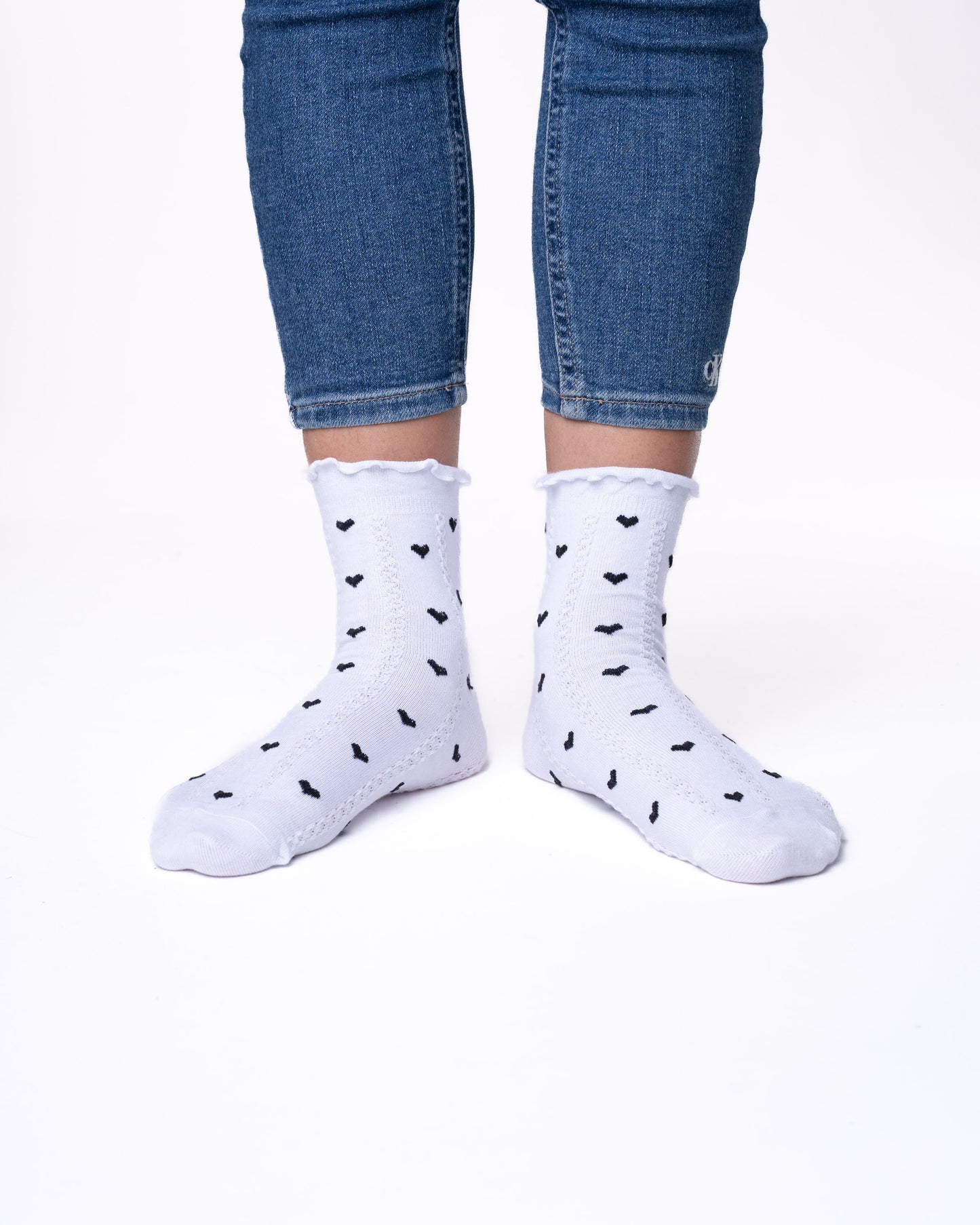 6 parov ženskih nogavic brez elastike, polvisoke 5824 mini srčki