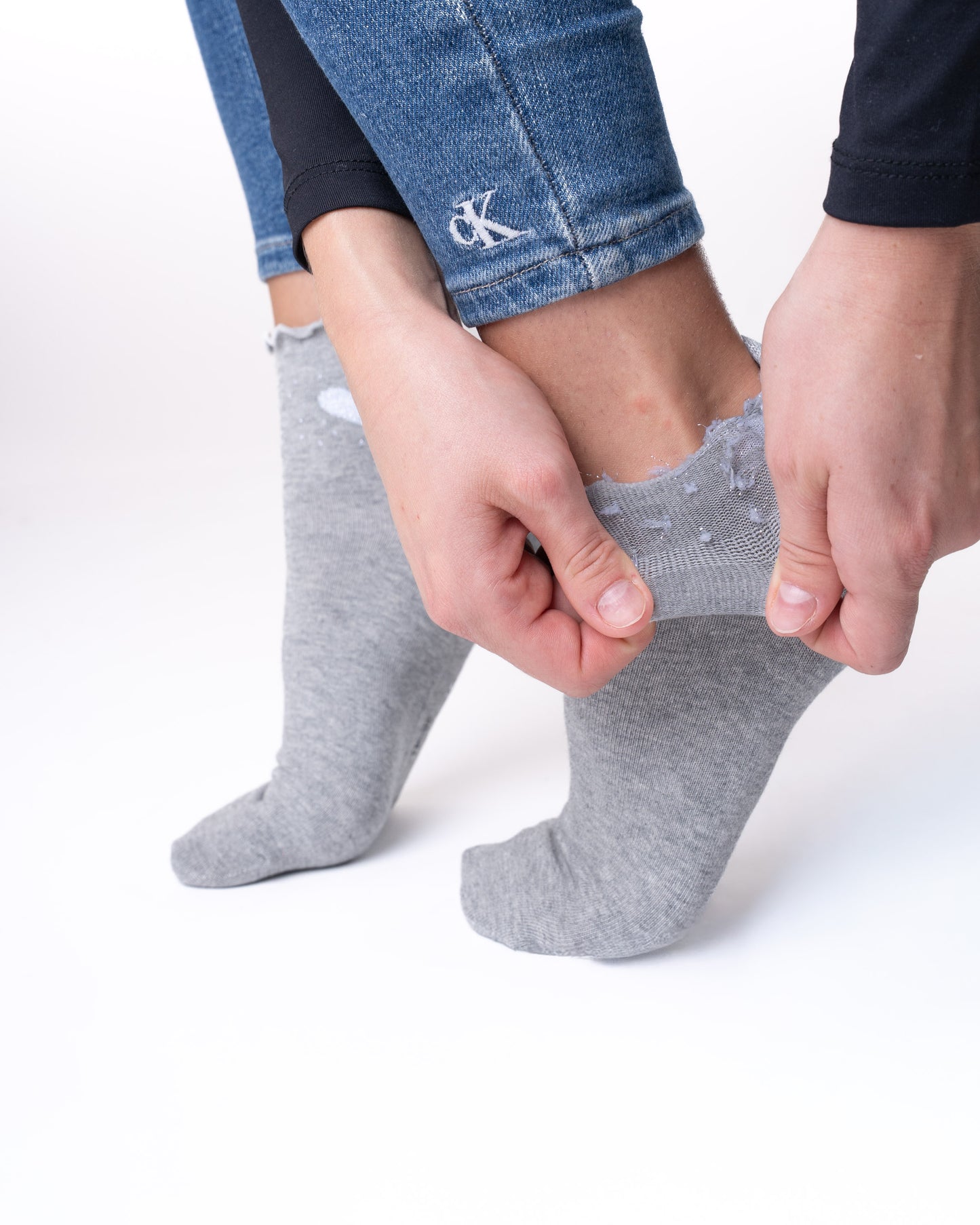 6 párov dámskych ponožiek bez gumy, stredne vysoké strieborné srdce 5827