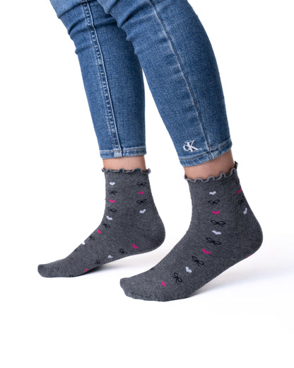 6 párov dámskych ponožiek bez gumy, stredne vysoké s mašličkami 5825