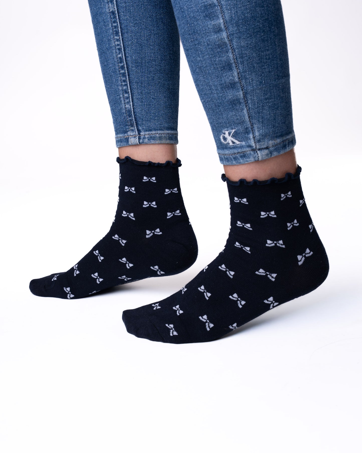 6 párov dámskych ponožiek bez gumy, stredne vysoké so vzormi 5802