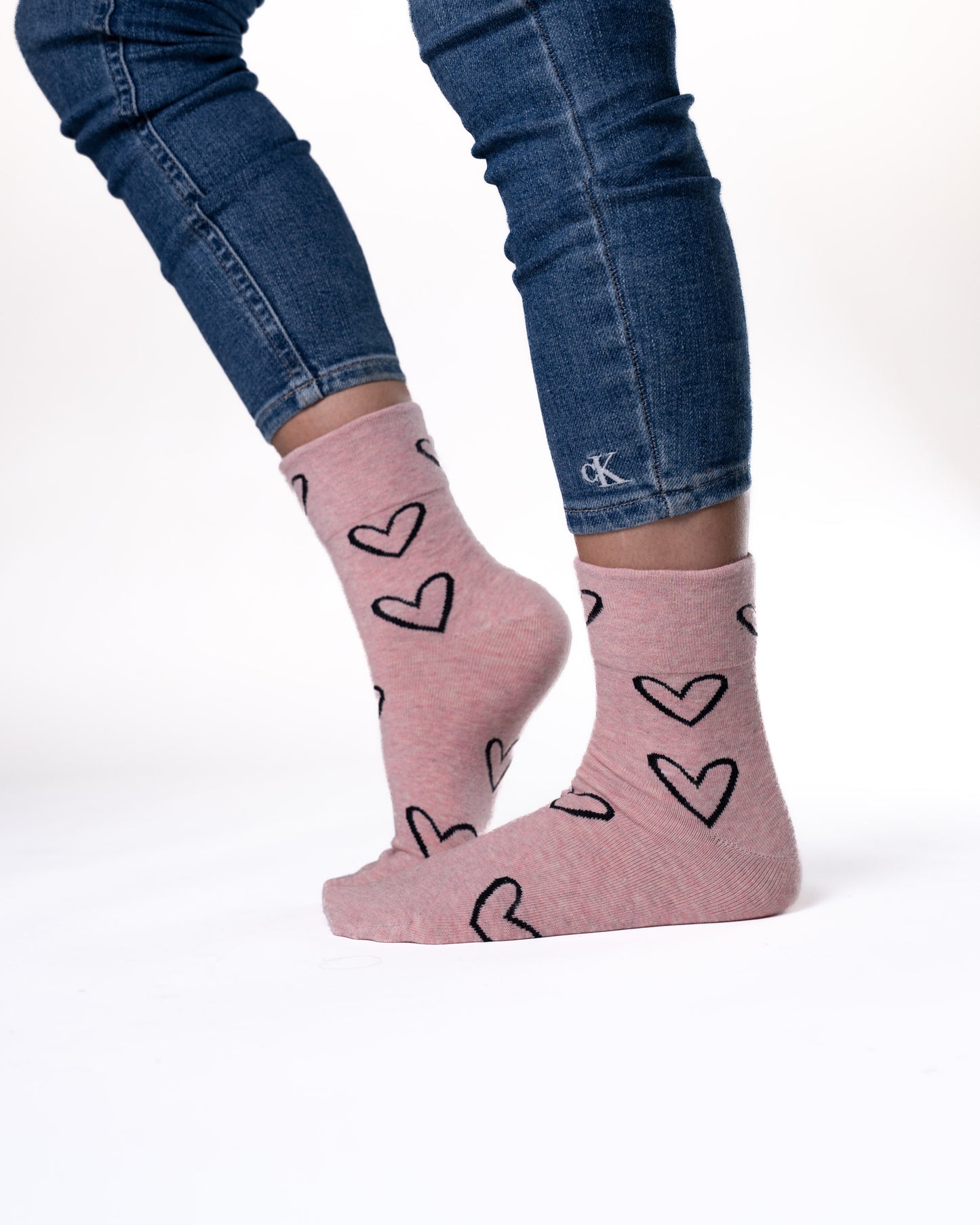 6 párov dámskych ponožiek bez gumičky, veľké srdcia 5929