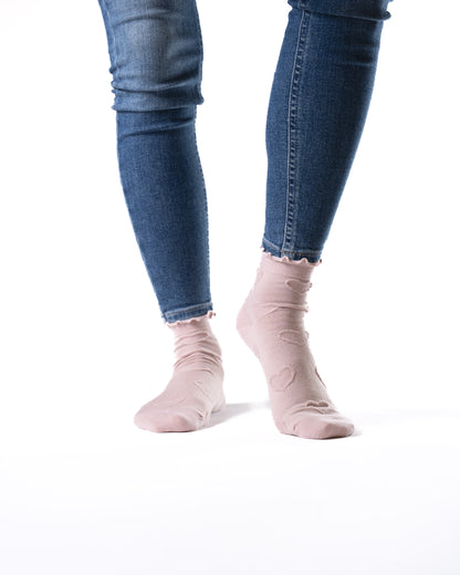 6 párov dámskych polovysokých ponožiek bez gumičky, reliéfne srdce 5947