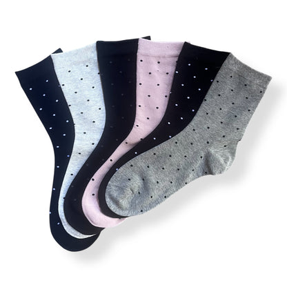 6 párov dámskych ponožiek, mini bodky 5919