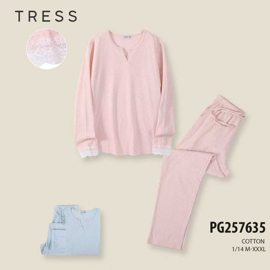 Dámske dlhé pyžamo, Tress 7635 mini bodky