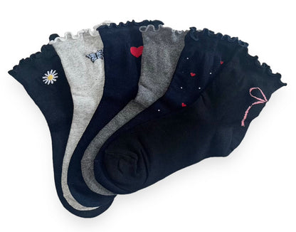 6 párov dámskych ponožiek bez gumy, stredne vysoké 5826 mini zmiešané vzory