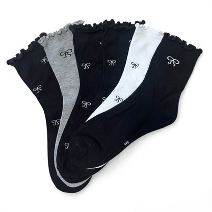 6 párov dámskych ponožiek bez gumičky z bambusu, mini mašle 5948