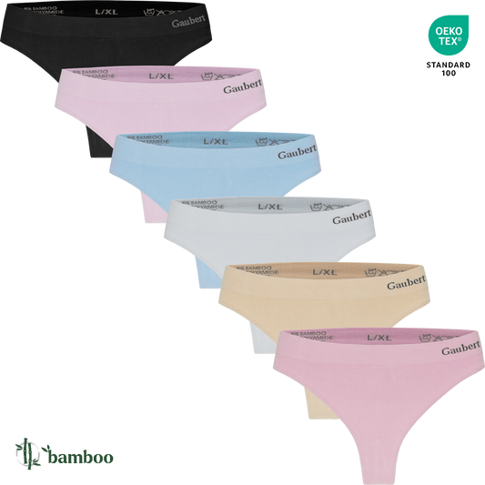 6x dámske bambusové tangá, Gaubert 3104 pastelový mix