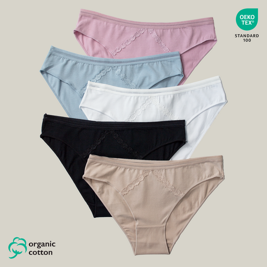 5x dámske bikini slipy z organickej bavlny, Gaubert 9102